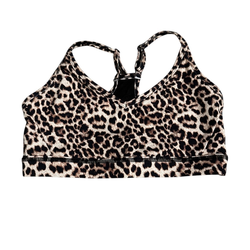 Zyia Active Womens Leopard Print Mesh Racerback Sports Bra XS